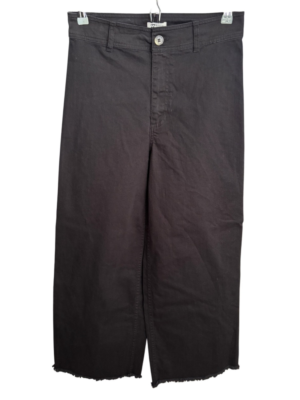 Billabong | Free Fall High Waist Wide Leg Cropped Pants Black Raw Hem | Size 29 - Picture 3 of 6